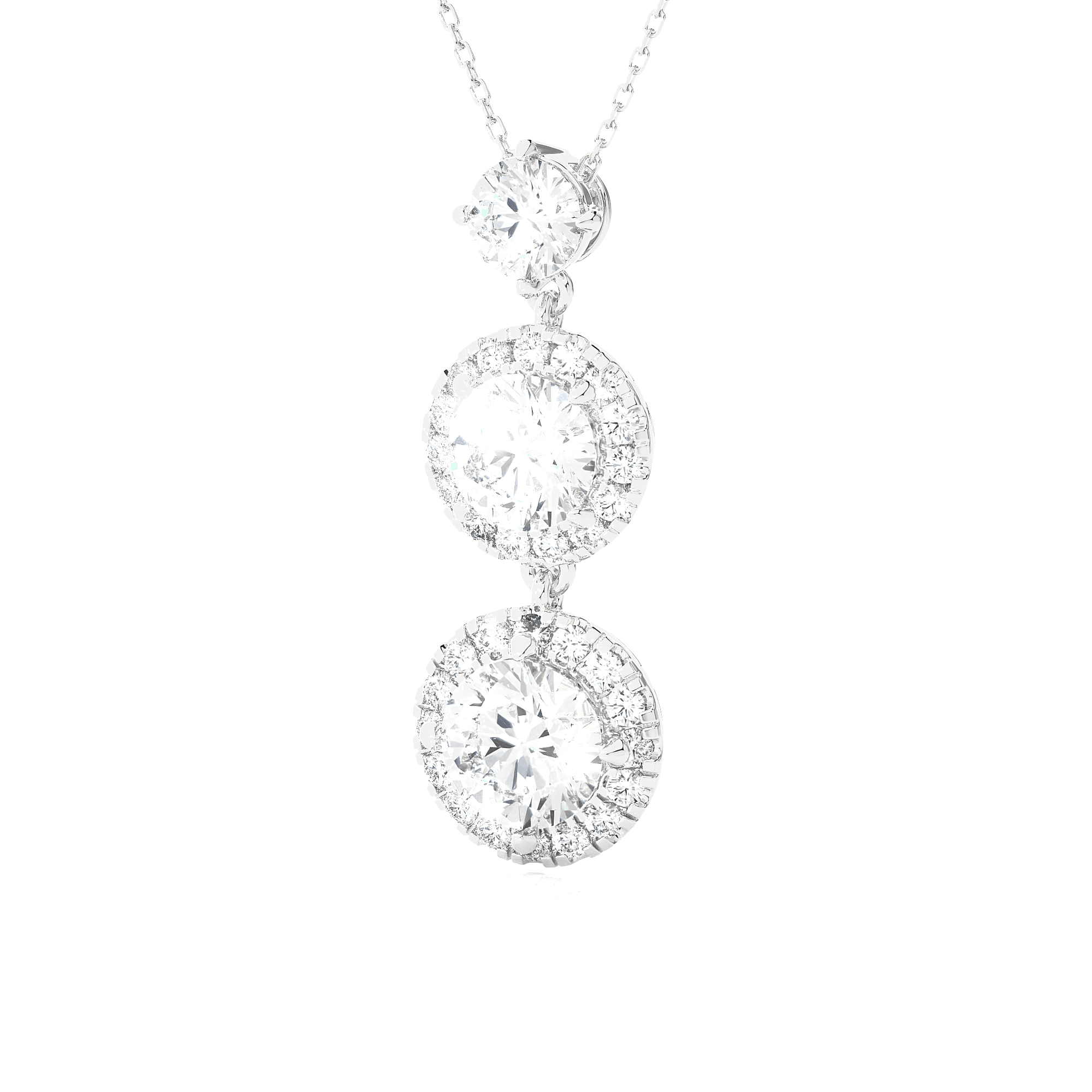 Round Lab Grown Diamond Three Stone Pendant