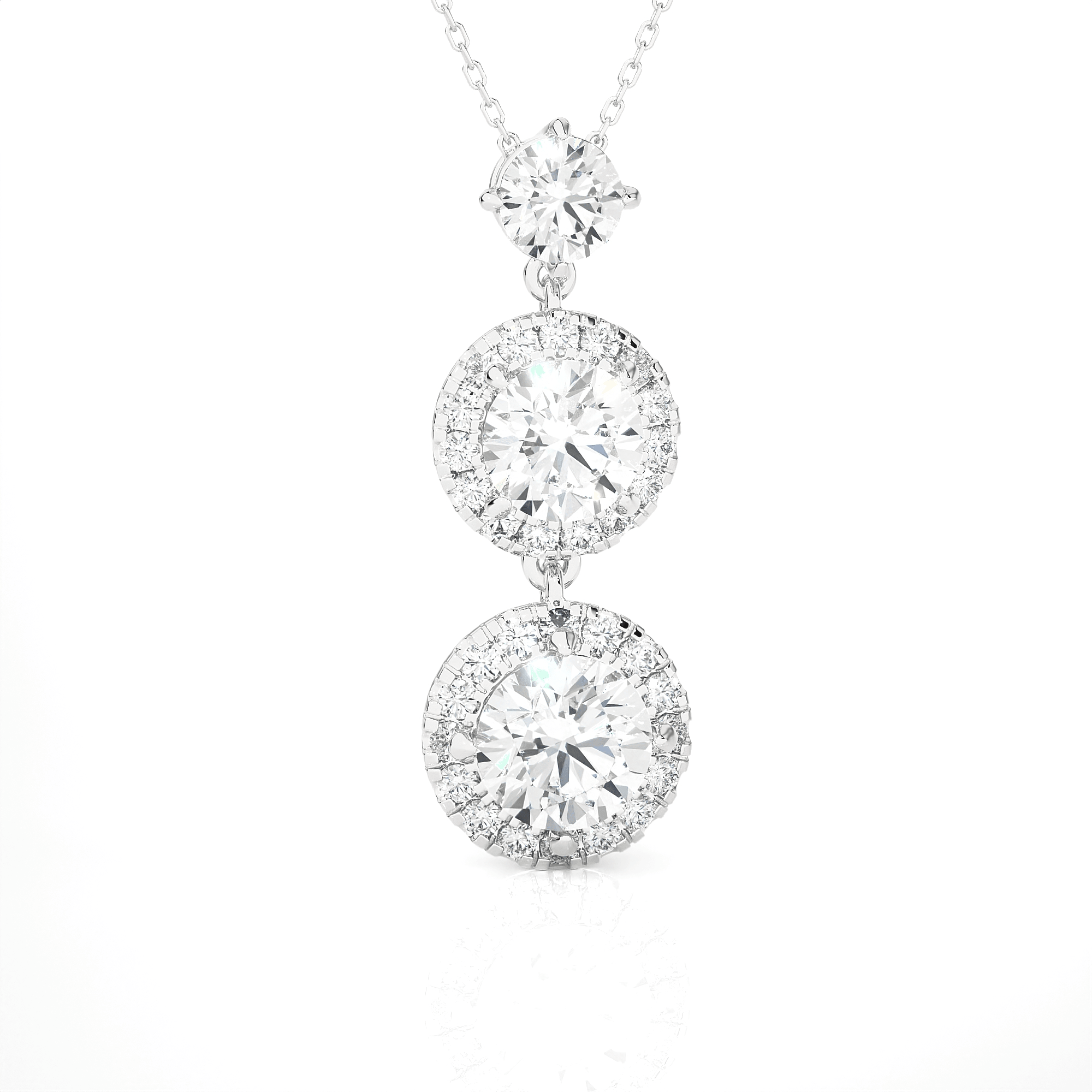 Round Lab Grown Diamond Three Stone Pendant