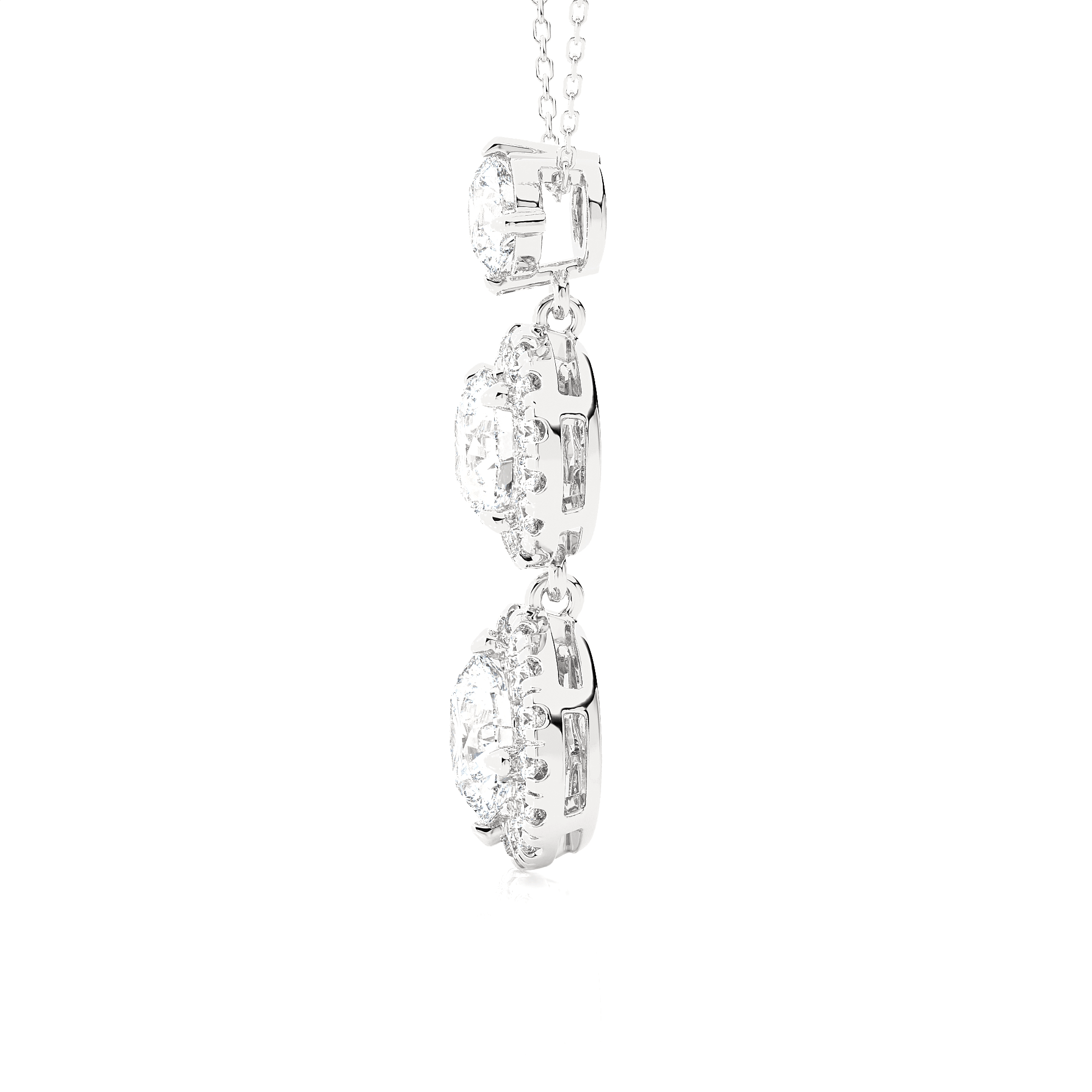 Round Lab Grown Diamond Three Stone Pendant
