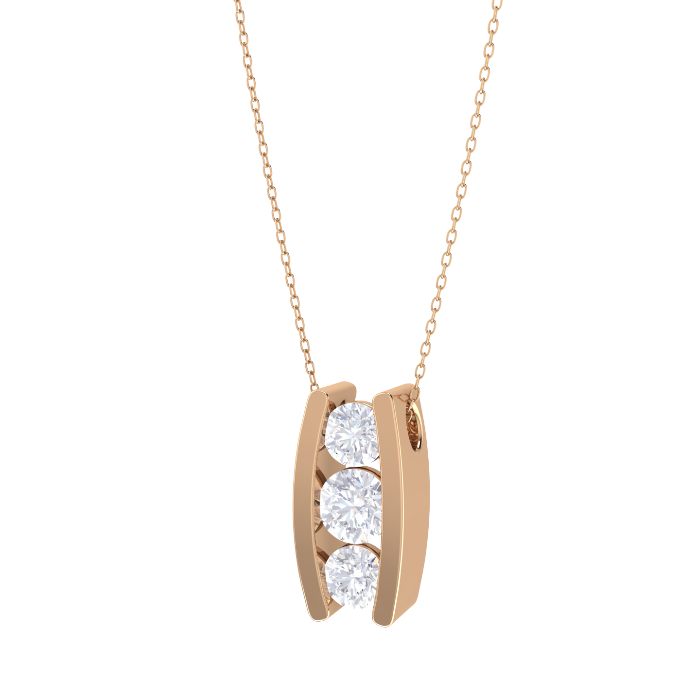 Round Lab Grown Diamond Three Stone Pendant