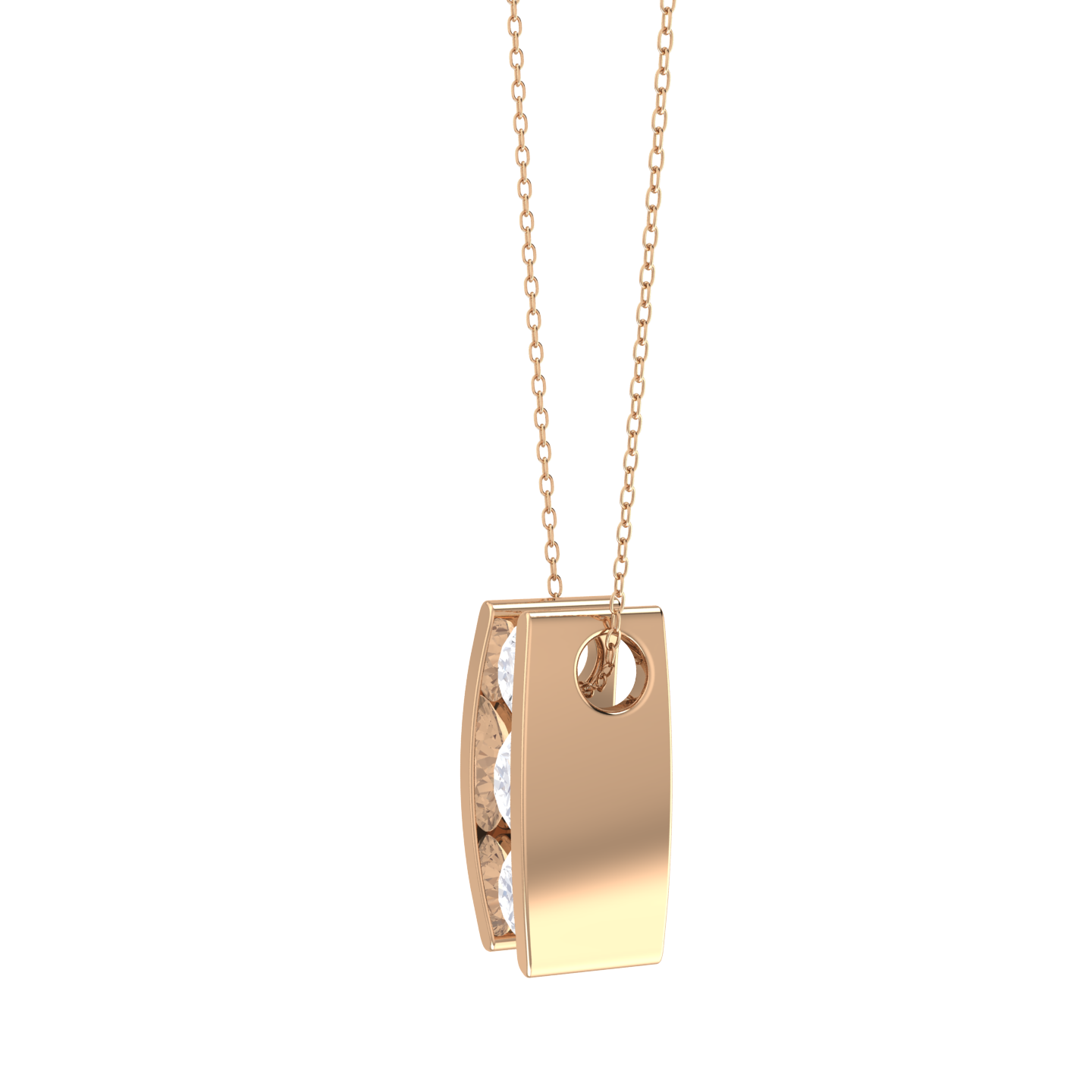 Round Lab Grown Diamond Three Stone Pendant