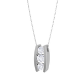 Round Lab Grown Diamond Three Stone Pendant