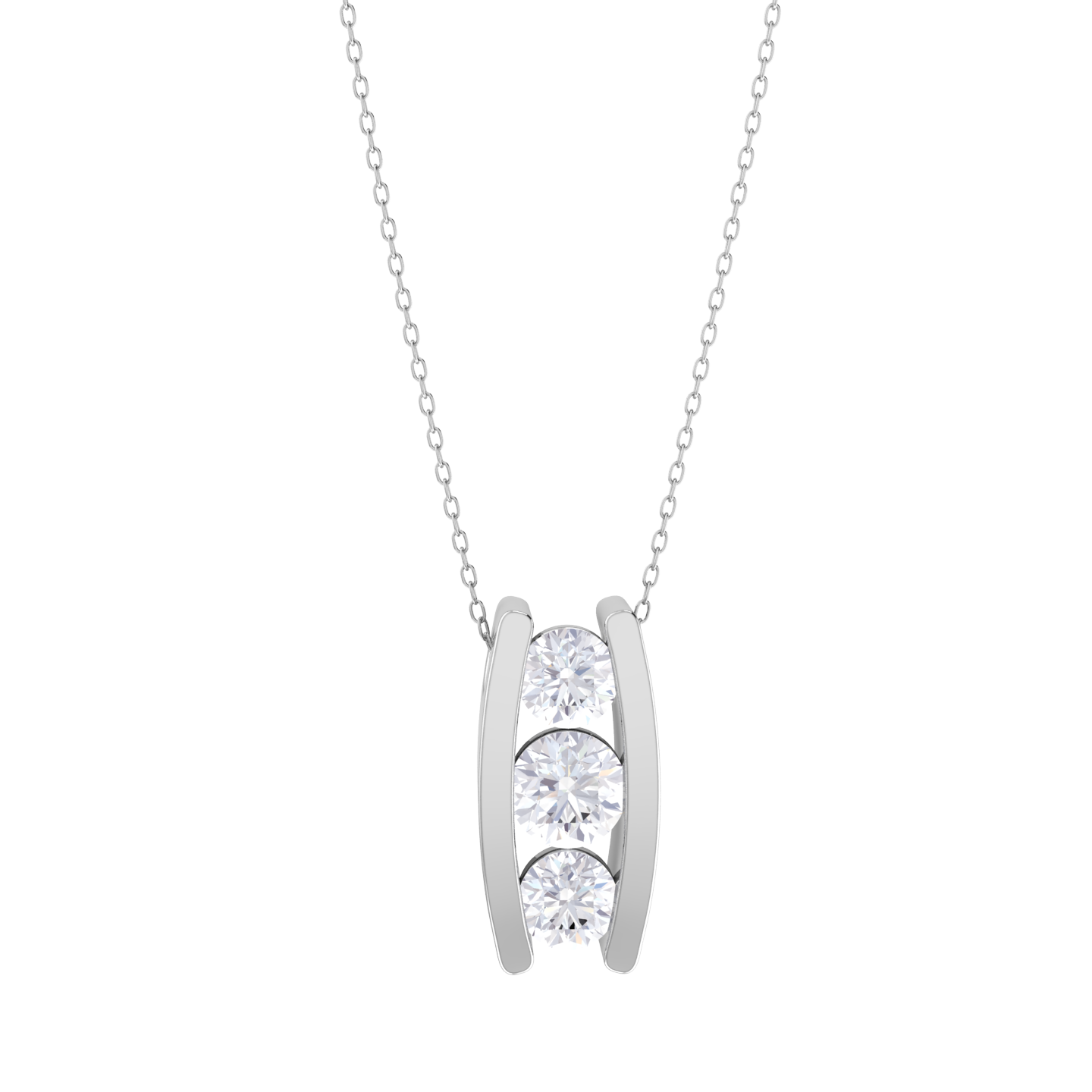 Round Lab Grown Diamond Three Stone Pendant