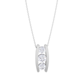 Round Lab Grown Diamond Three Stone Pendant