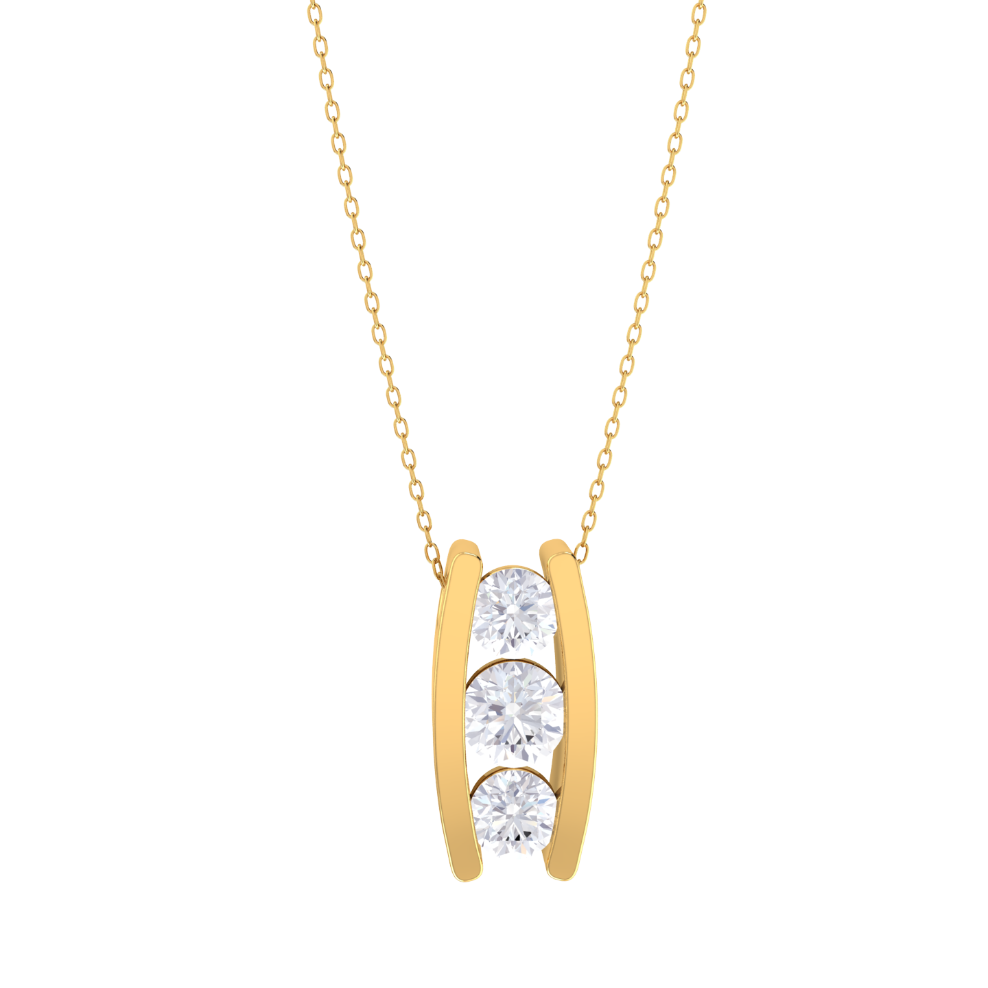 Round Lab Grown Diamond Three Stone Pendant