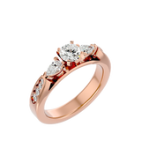 1 1/5 ctw Round With Pear-Shaped Three Stone Lab Grown Diamond Ring