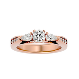 1 1/5 ctw Round With Pear-Shaped Three Stone Lab Grown Diamond Ring