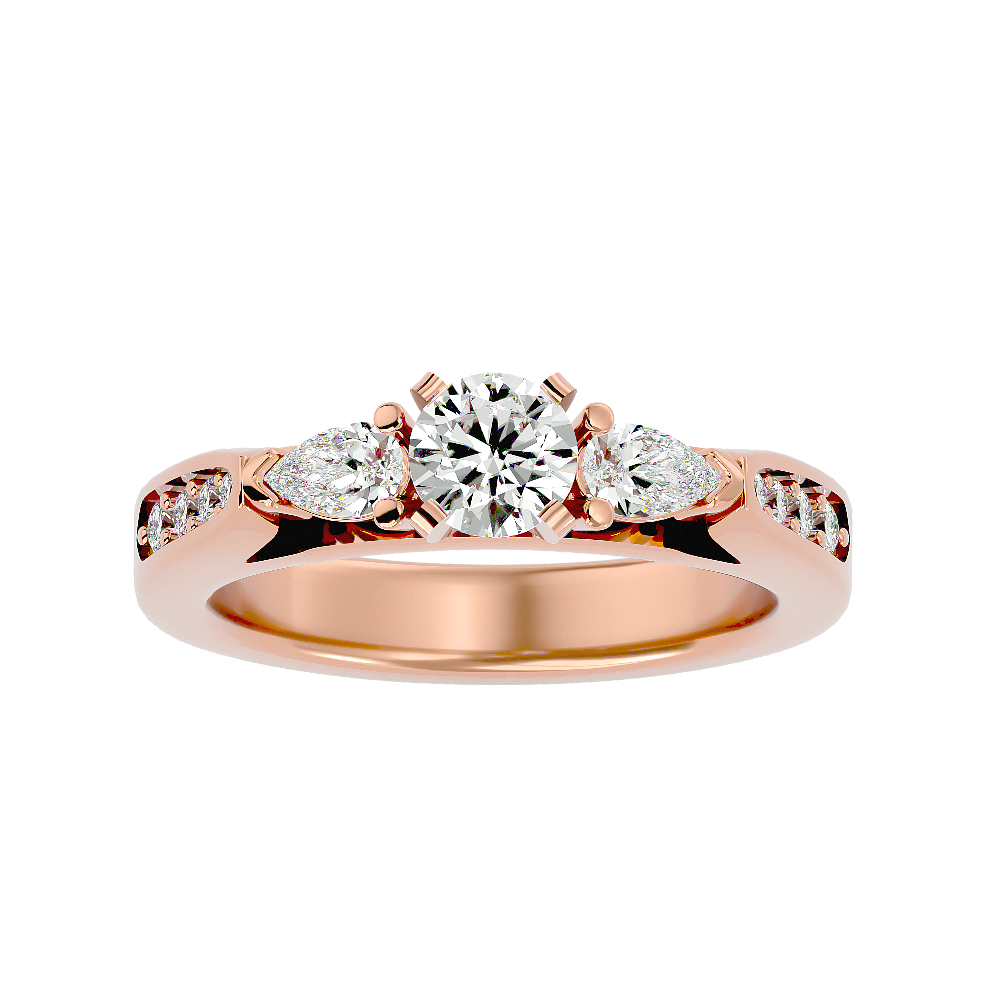1 1/5 ctw Round With Pear-Shaped Three Stone Lab Grown Diamond Ring
