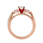 1 1/5 ctw Round With Pear-Shaped Three Stone Lab Grown Diamond Ring