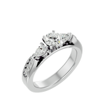 1 1/5 ctw Round With Pear-Shaped Three Stone Lab Grown Diamond Ring