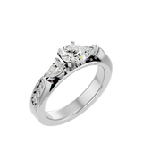 1 1/5 ctw Round With Pear-Shaped Three Stone Lab Grown Diamond Ring
