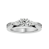 1 1/5 ctw Round With Pear-Shaped Three Stone Lab Grown Diamond Ring