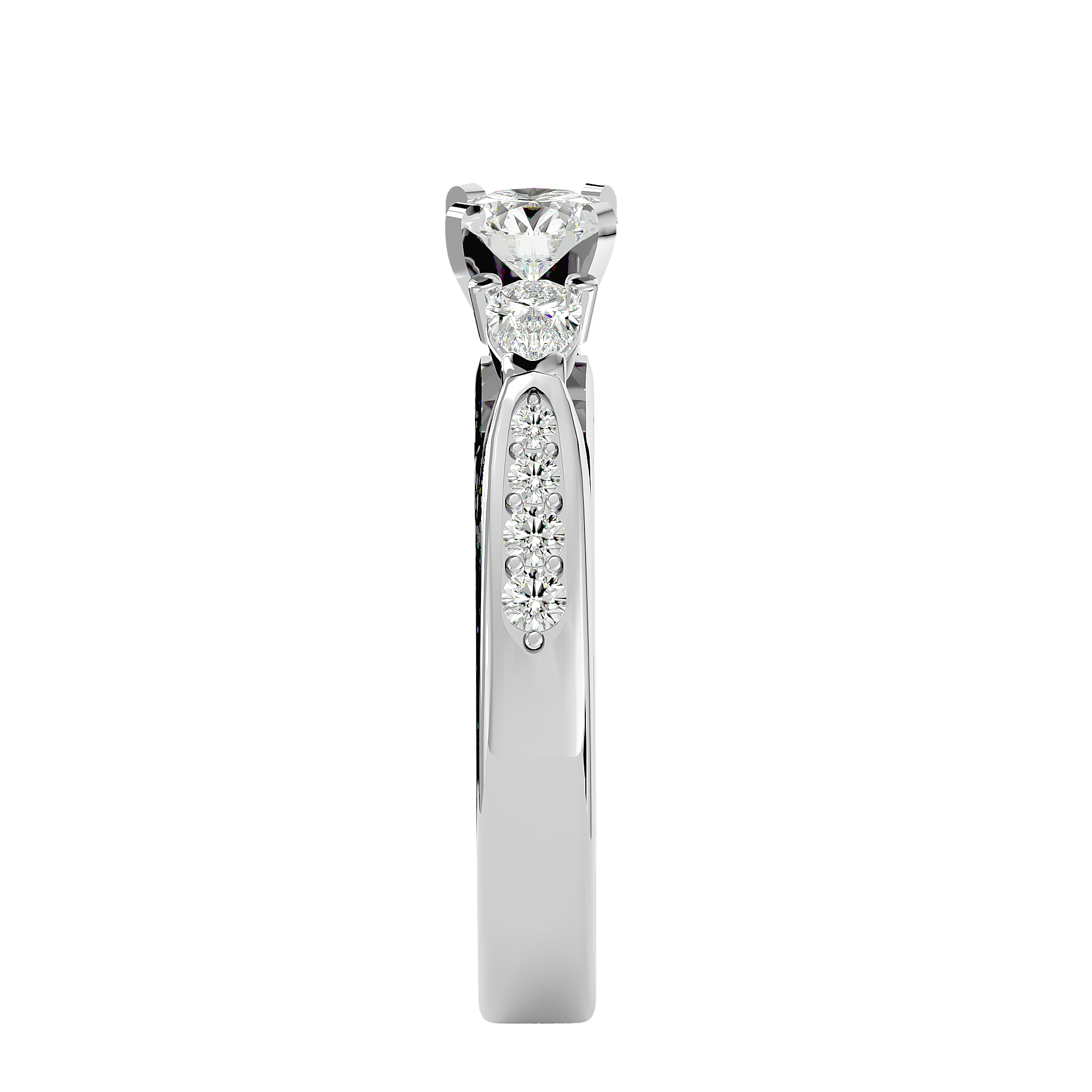 1 1/5 ctw Round With Pear-Shaped Three Stone Lab Grown Diamond Ring