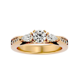 1 1/5 ctw Round With Pear-Shaped Three Stone Lab Grown Diamond Ring