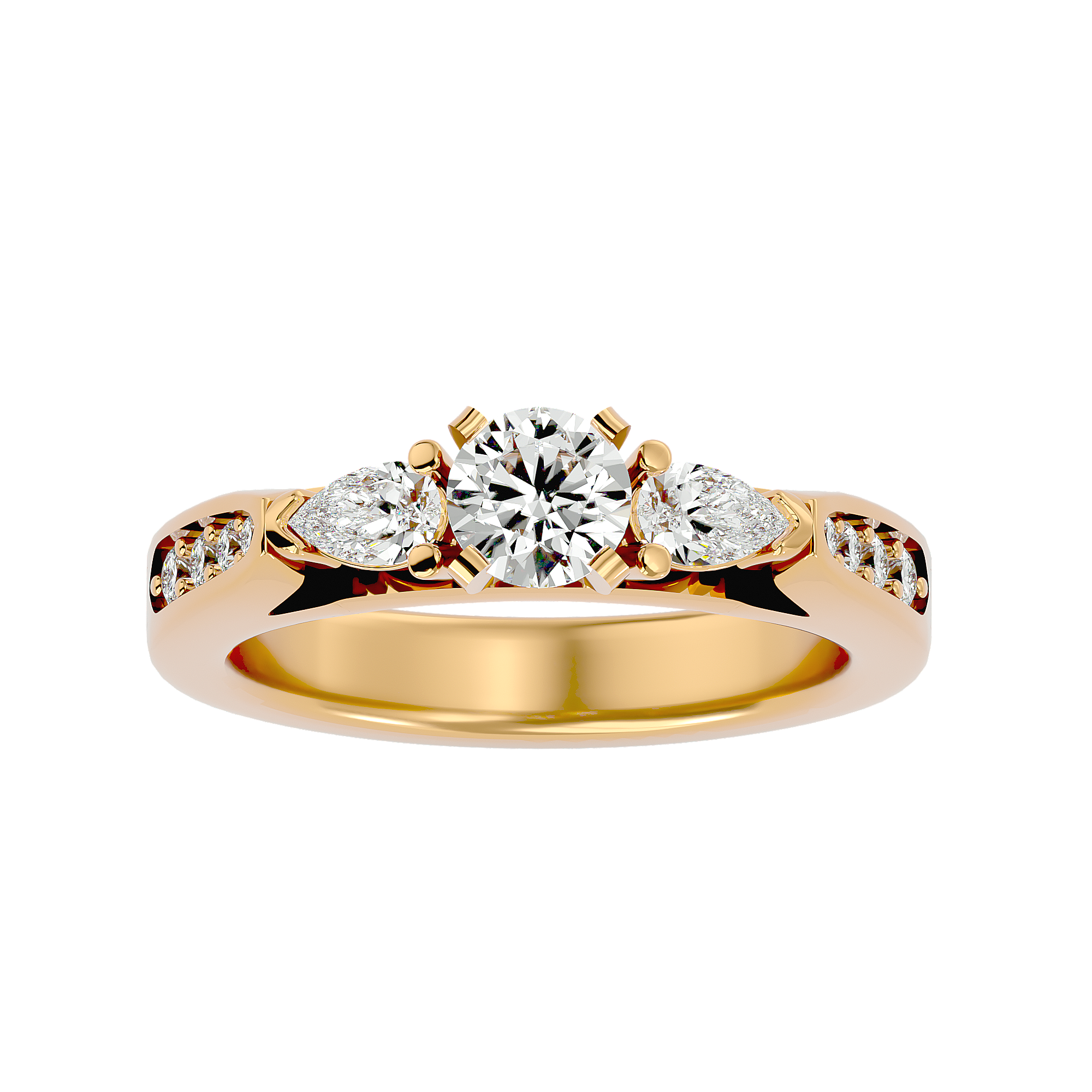 1 1/5 ctw Round With Pear-Shaped Three Stone Lab Grown Diamond Ring