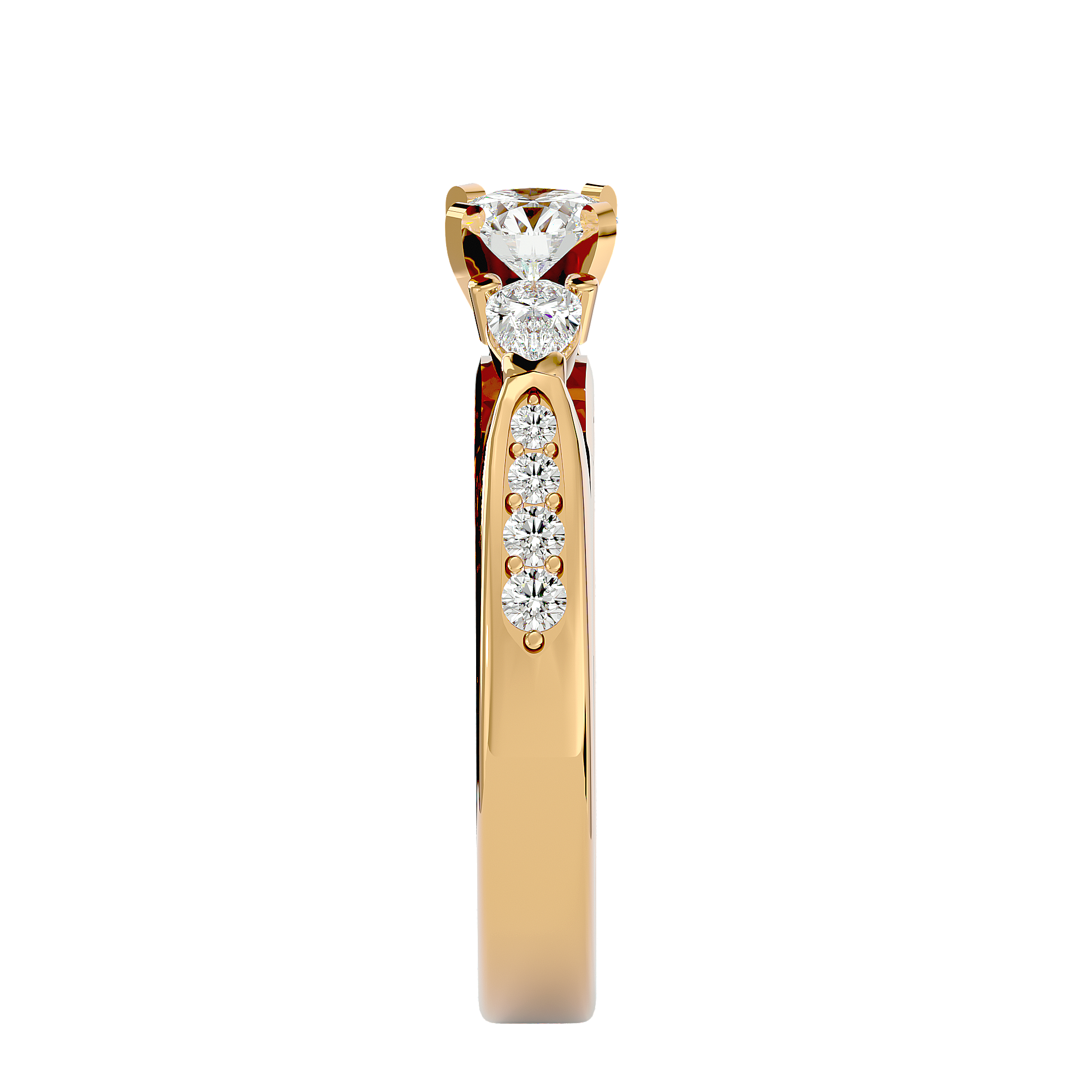1 1/5 ctw Round With Pear-Shaped Three Stone Lab Grown Diamond Ring