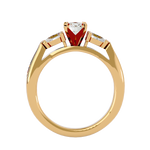 1 1/5 ctw Round With Pear-Shaped Three Stone Lab Grown Diamond Ring