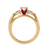 1 1/5 ctw Round With Pear-Shaped Three Stone Lab Grown Diamond Ring