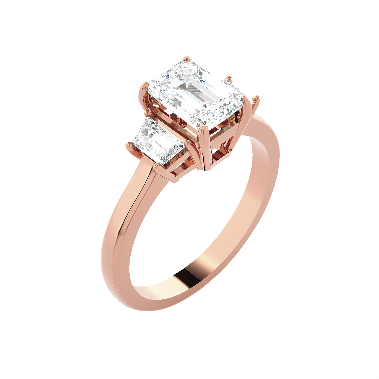 1 3/8 ctw Emerald with Baguette Three Stone Lab Grown Diamond Ring