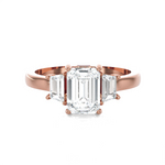 1 3/8 ctw Emerald with Baguette Three Stone Lab Grown Diamond Ring