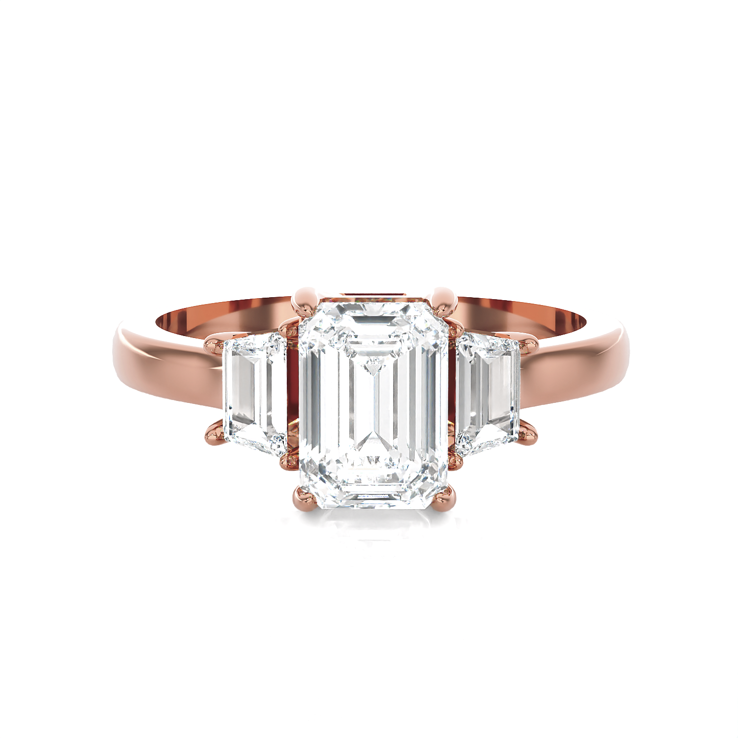 1 3/8 ctw Emerald with Baguette Three Stone Lab Grown Diamond Ring