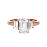 1 3/8 ctw Emerald with Baguette Three Stone Lab Grown Diamond Ring
