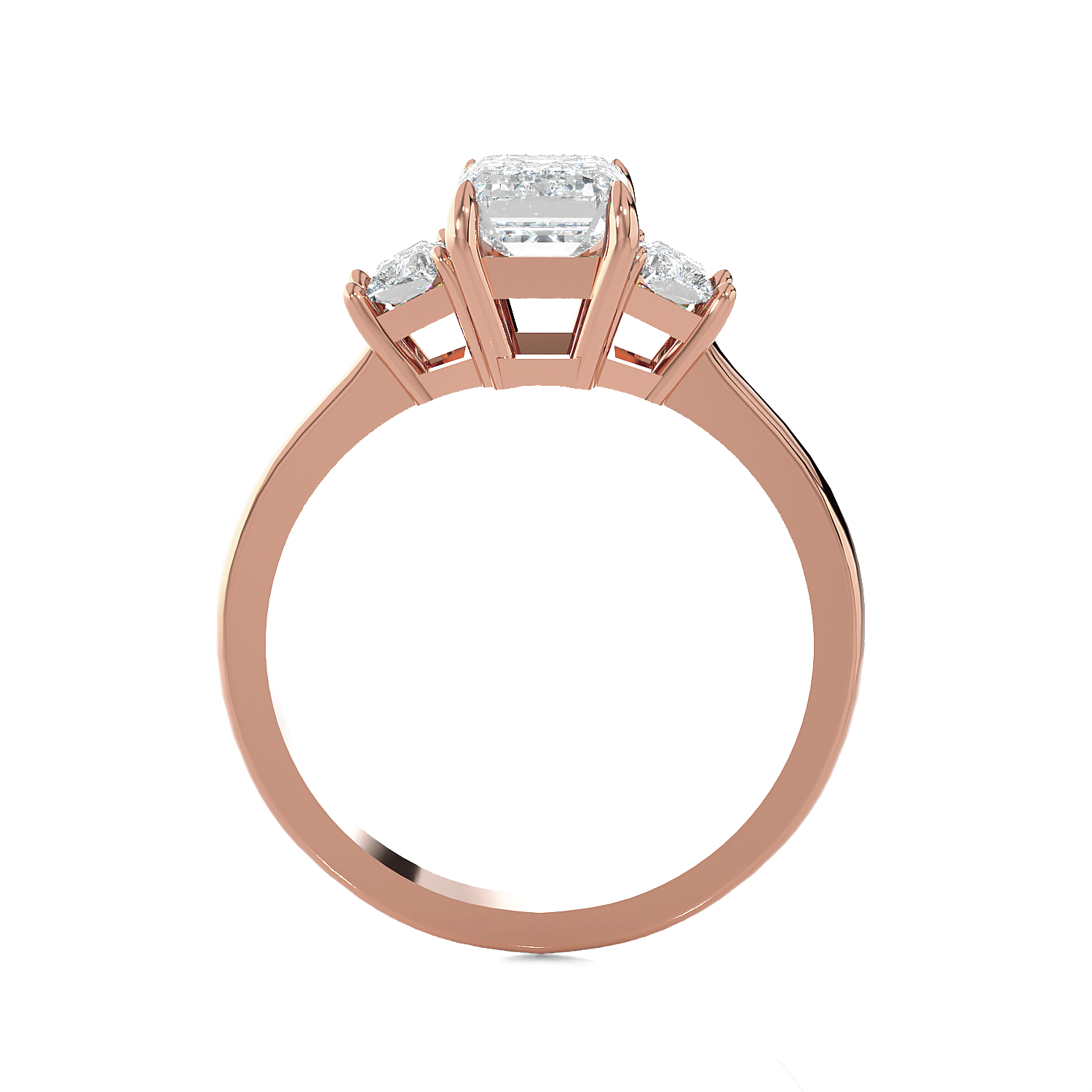 1 3/8 ctw Emerald with Baguette Three Stone Lab Grown Diamond Ring