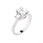 1 3/8 ctw Emerald with Baguette Three Stone Lab Grown Diamond Ring