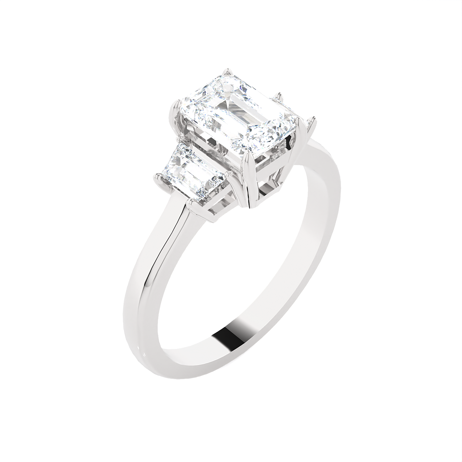 1 3/8 ctw Emerald with Baguette Three Stone Lab Grown Diamond Ring