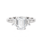 1 3/8 ctw Emerald with Baguette Three Stone Lab Grown Diamond Ring