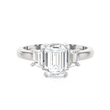 1 3/8 ctw Emerald with Baguette Three Stone Lab Grown Diamond Ring