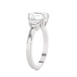 1 3/8 ctw Emerald with Baguette Three Stone Lab Grown Diamond Ring