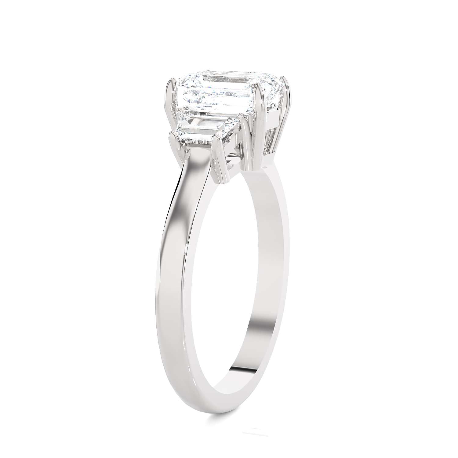 1 3/8 ctw Emerald with Baguette Three Stone Lab Grown Diamond Ring