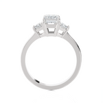 1 3/8 ctw Emerald with Baguette Three Stone Lab Grown Diamond Ring