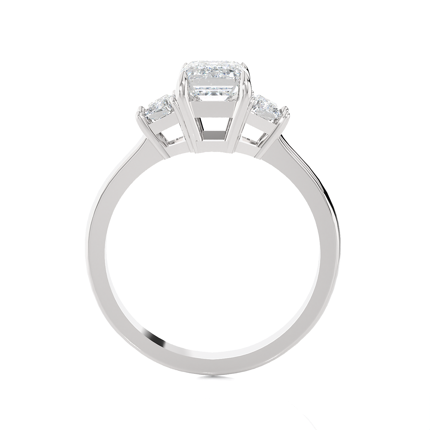 1 3/8 ctw Emerald with Baguette Three Stone Lab Grown Diamond Ring