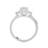1 3/8 ctw Emerald with Baguette Three Stone Lab Grown Diamond Ring