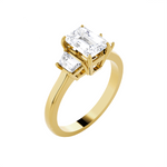 1 3/8 ctw Emerald with Baguette Three Stone Lab Grown Diamond Ring