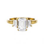 1 3/8 ctw Emerald with Baguette Three Stone Lab Grown Diamond Ring