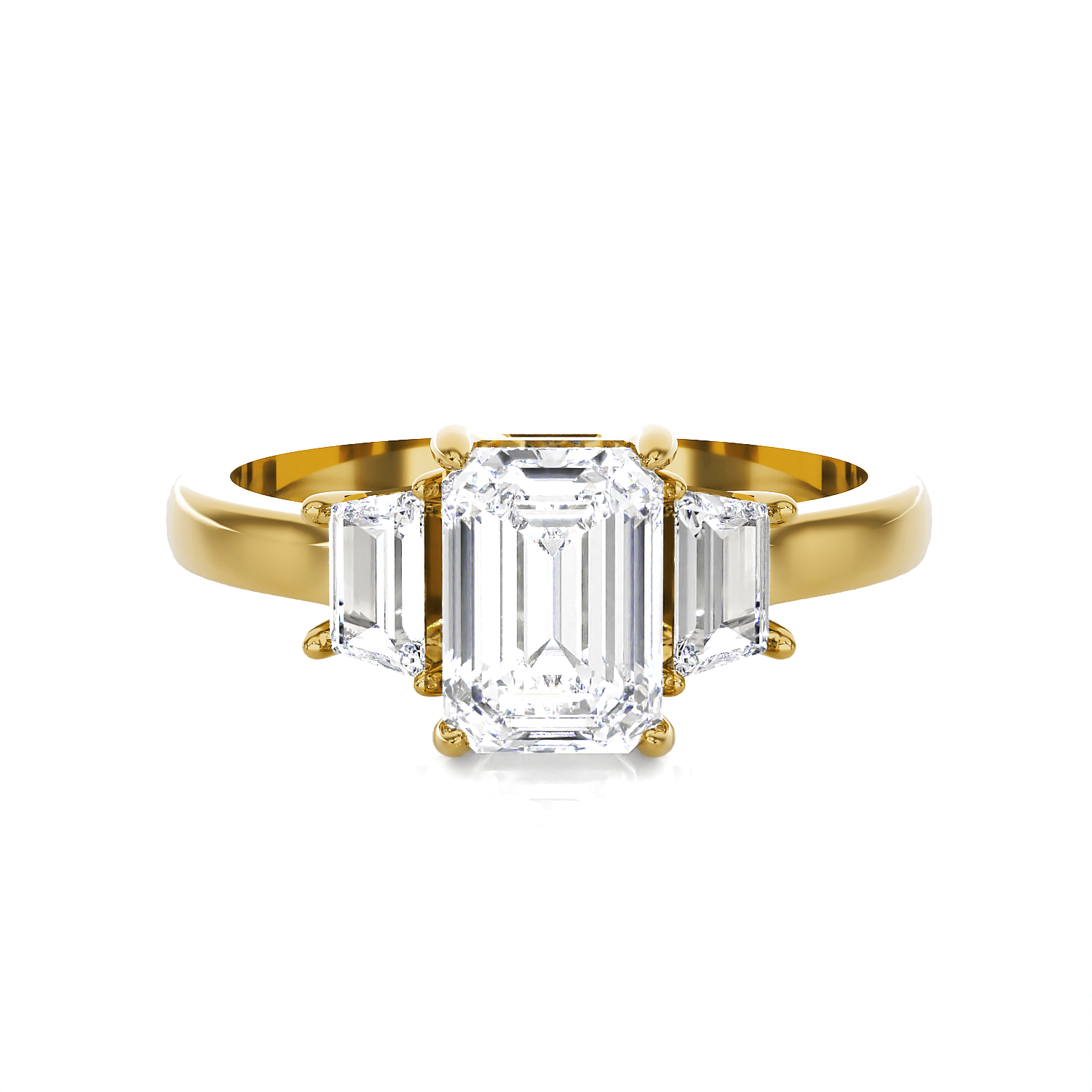 1 3/8 ctw Emerald with Baguette Three Stone Lab Grown Diamond Ring