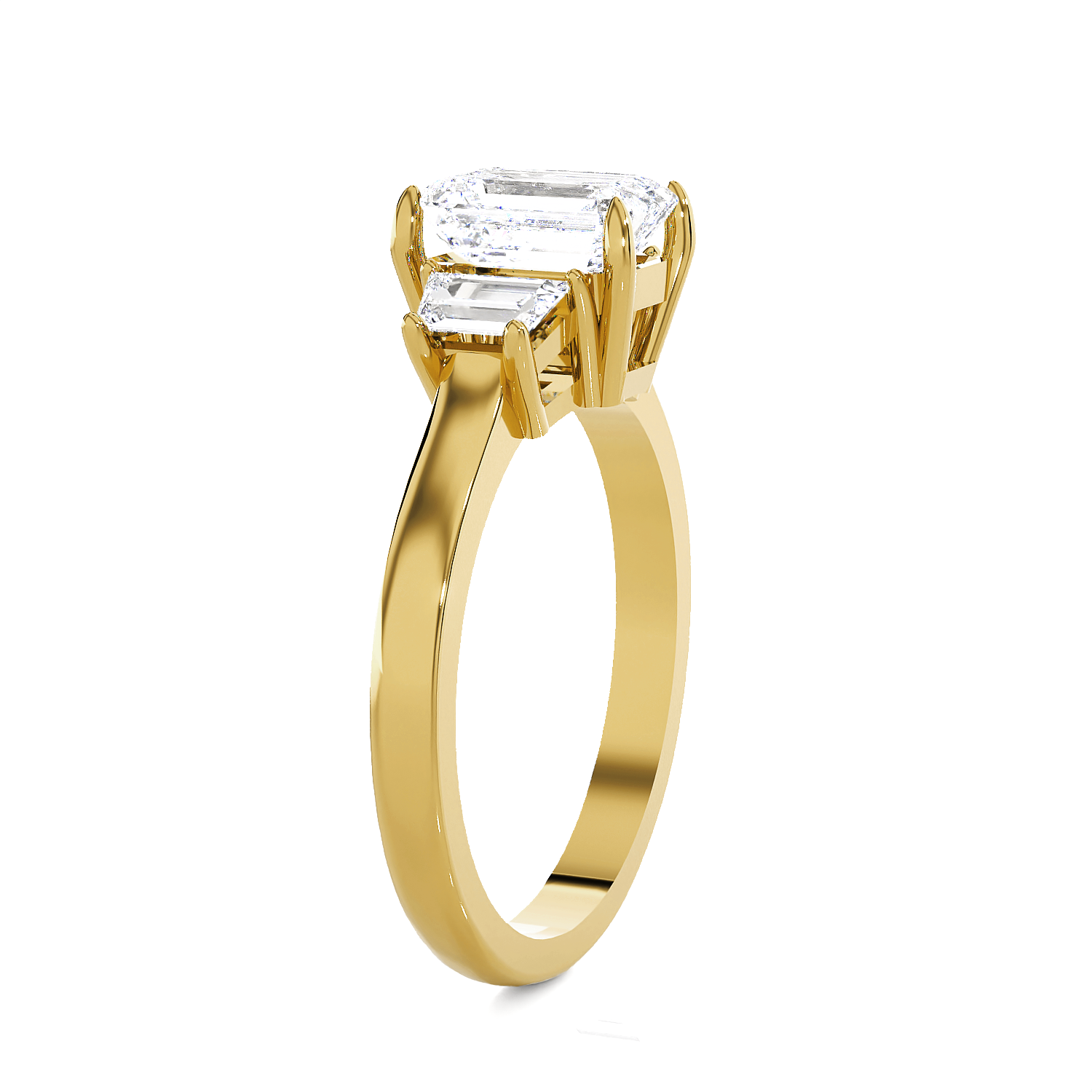 1 3/8 ctw Emerald with Baguette Three Stone Lab Grown Diamond Ring