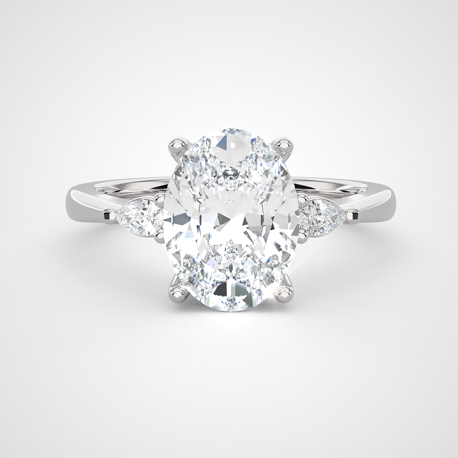 2 1/5 ctw Oval with Pear-Shaped Three Stone Lab Grown Diamond Ring