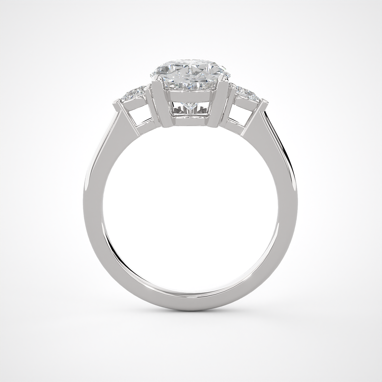 2 1/5 ctw Oval with Pear-Shaped Three Stone Lab Grown Diamond Ring