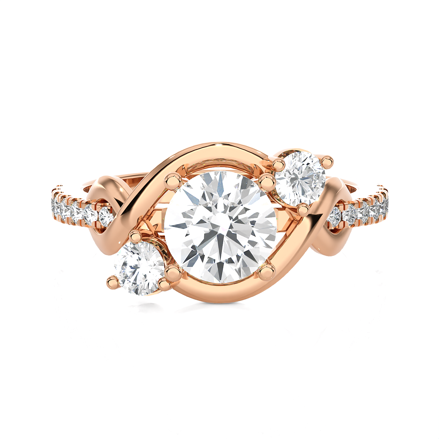 1 1/2 ctw Round Lab Grown Diamond Side Stone Engagement Ring