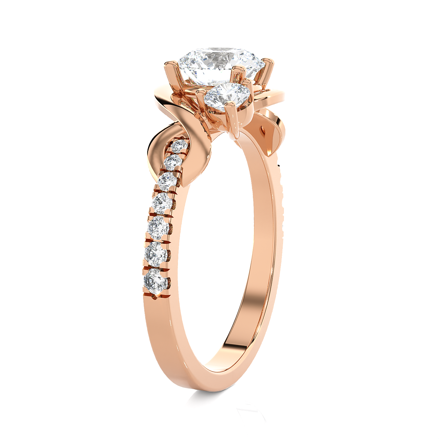 1 1/2 ctw Round Lab Grown Diamond Side Stone Engagement Ring