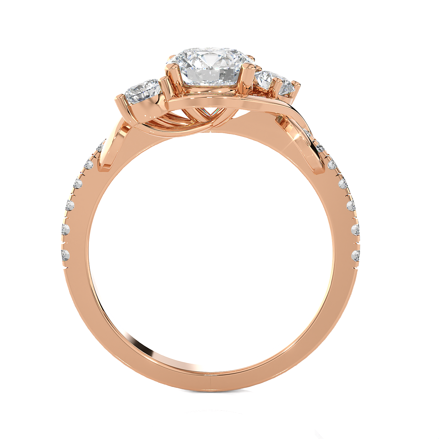 1 1/2 ctw Round Lab Grown Diamond Side Stone Engagement Ring