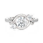 1 1/2 ctw Round Lab Grown Diamond Side Stone Engagement Ring