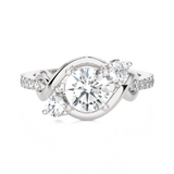 1 1/2 ctw Round Lab Grown Diamond Side Stone Engagement Ring