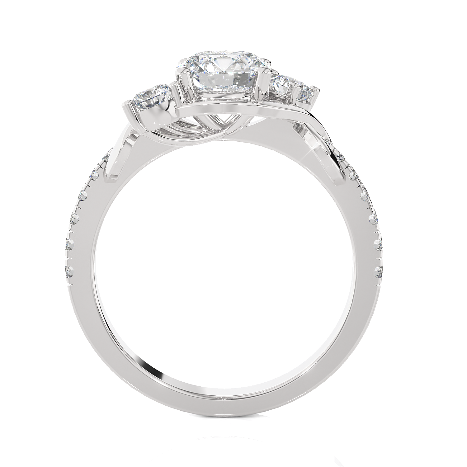 1 1/2 ctw Round Lab Grown Diamond Side Stone Engagement Ring