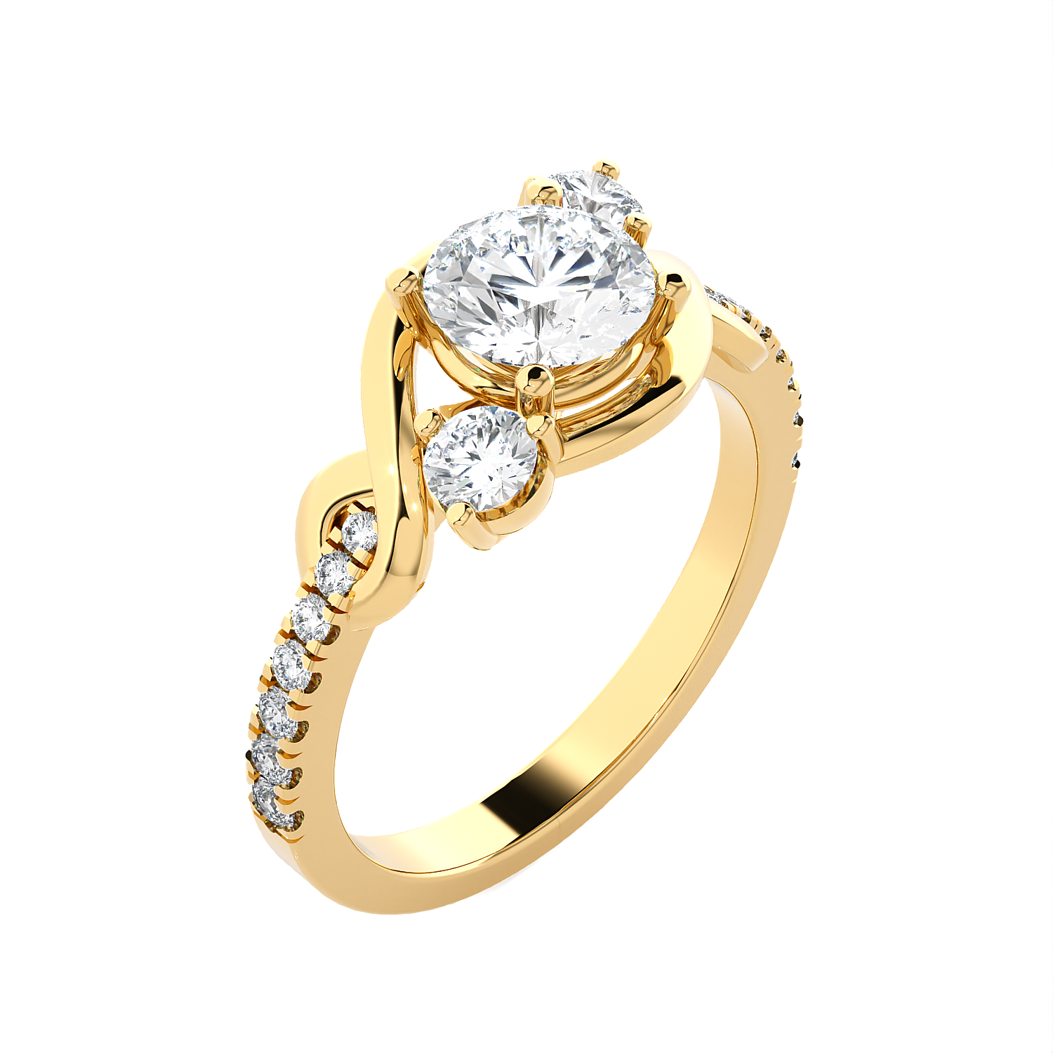 1 1/2 ctw Round Lab Grown Diamond Side Stone Engagement Ring
