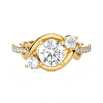 1 1/2 ctw Round Lab Grown Diamond Side Stone Engagement Ring